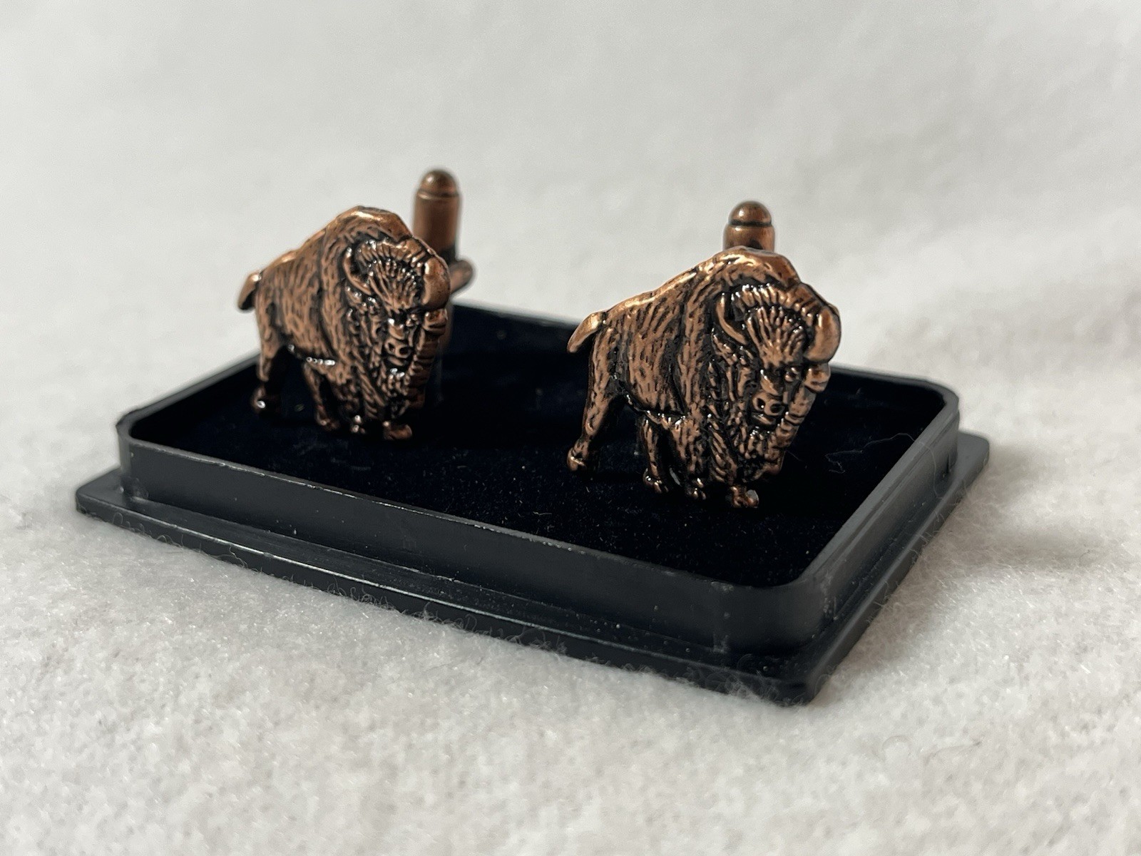 Buffalo Trace Standing Bison Copper Cufflink Pair In Box (see Description**)