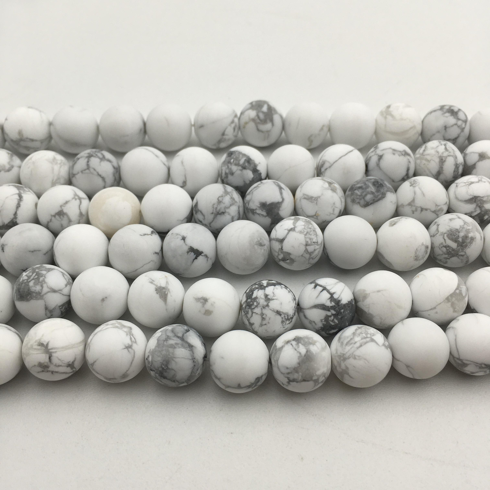 Natural White Howlite Matte Round Beads 4mm 6mm 8mm 10mm 12mm 15.5″ Strand