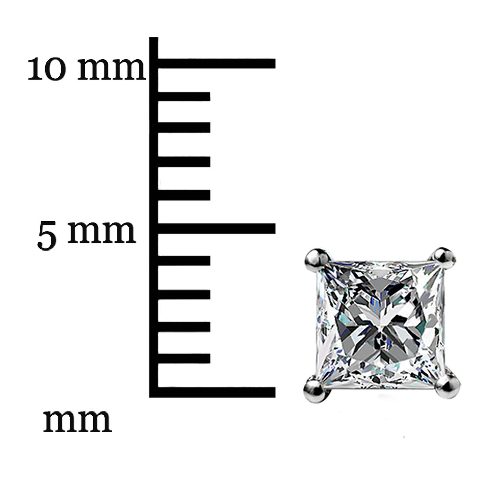 1.05 Ct Princess cut MOISSANITE Studs Earrings Solid 14k White Gold Screwbk Gift