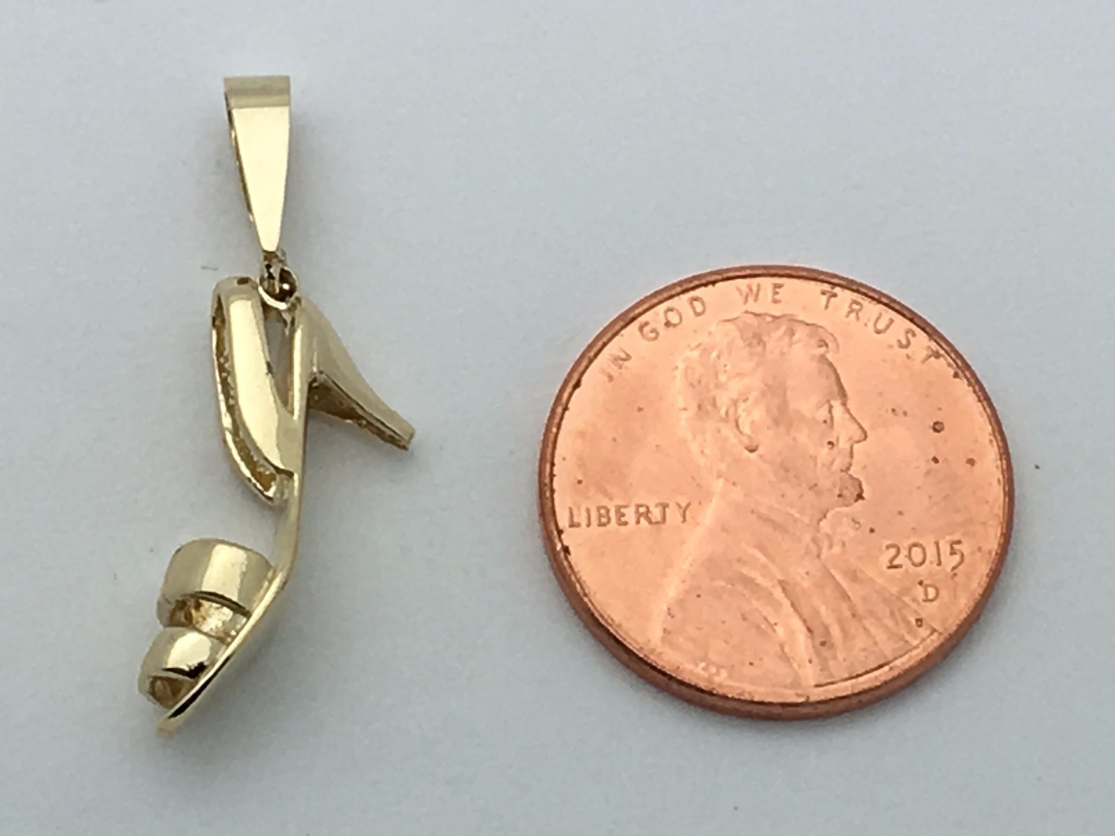 14k Yellow Gold Solid 3D High Heel Open Toe Shoe Charm Pendant 2 grams