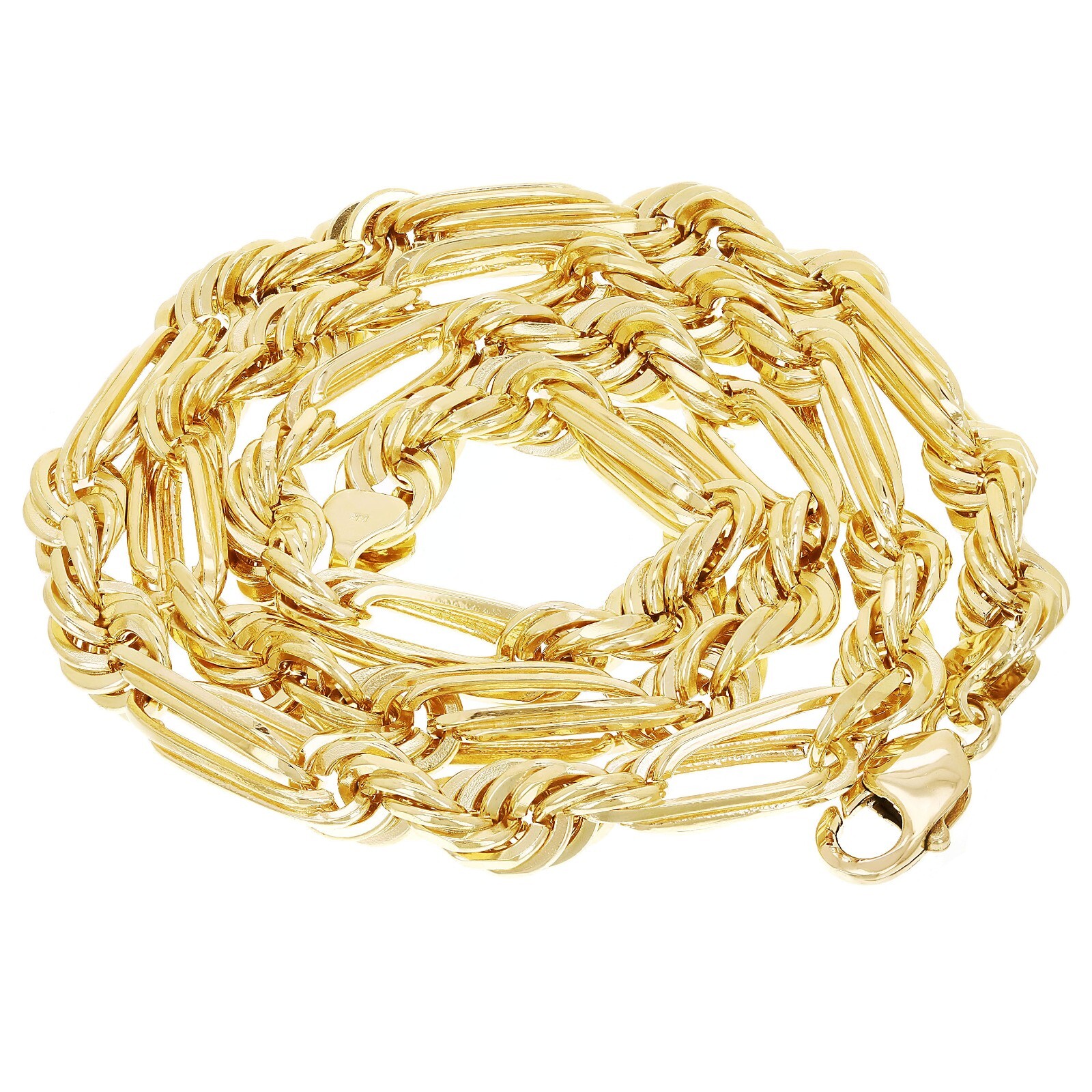 14k Yellow Gold Solid Milano Figaro Rope Chain Necklace 24″ 10mm 156.5 grams