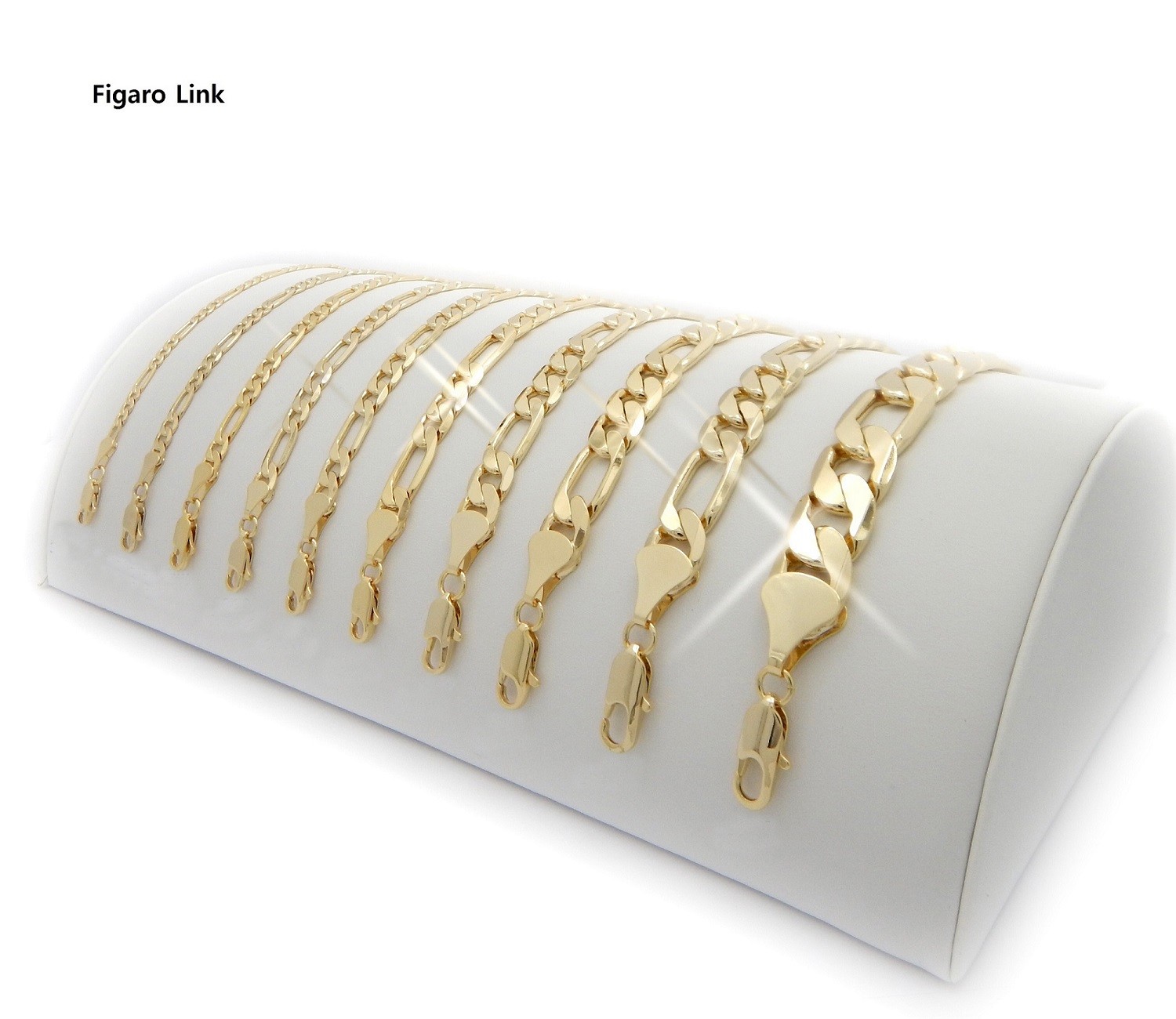 14k Italian Figaro Link Chain 4mm Necklace 18″, 20″, 24″, 30″ inch Gold Plated