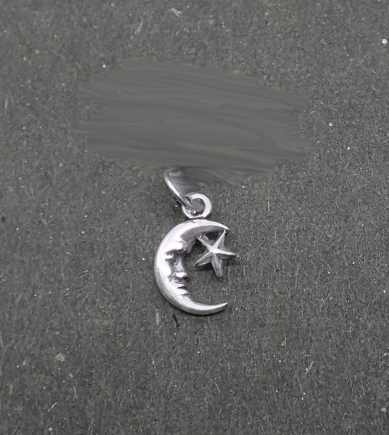 Tiny Crescent Moon Charm Sterling Silver Pendant Star Celestial