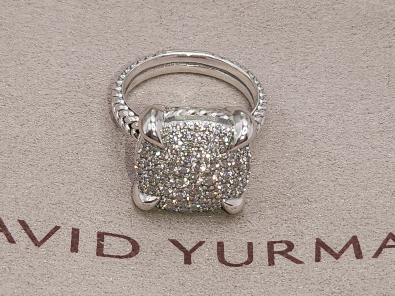 David Yurman 925 sterling silver chatelaine ring 14mm pave ring size 7