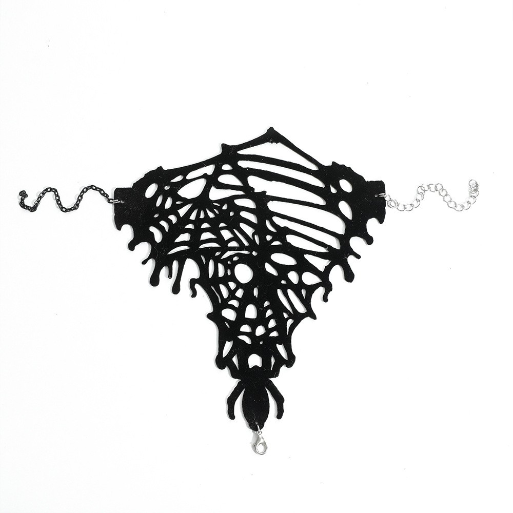 Gothic Spider Web Black Bracelet for Men Punk Halloween Fashion Jewelry