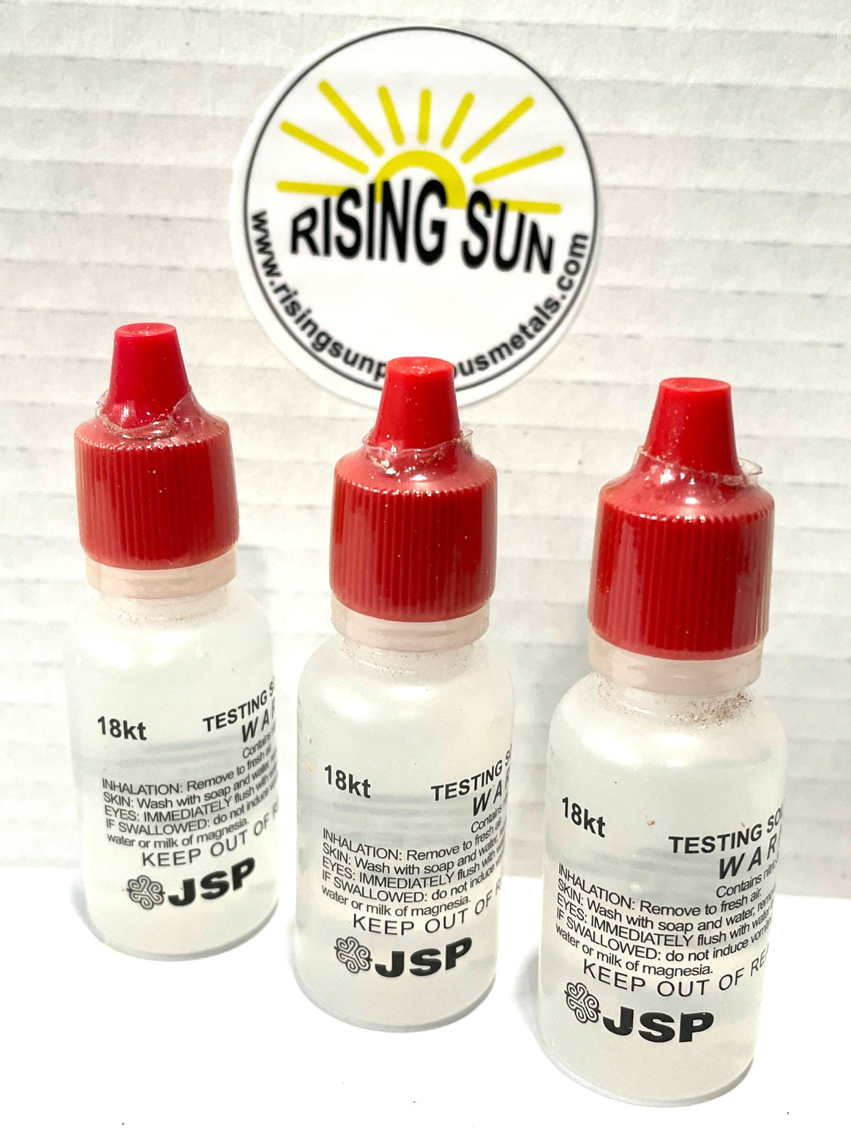 Set of 3 Gold Jewelry Testing 18K Test Acid Solutions Bottles Kit Oro Detect JSP