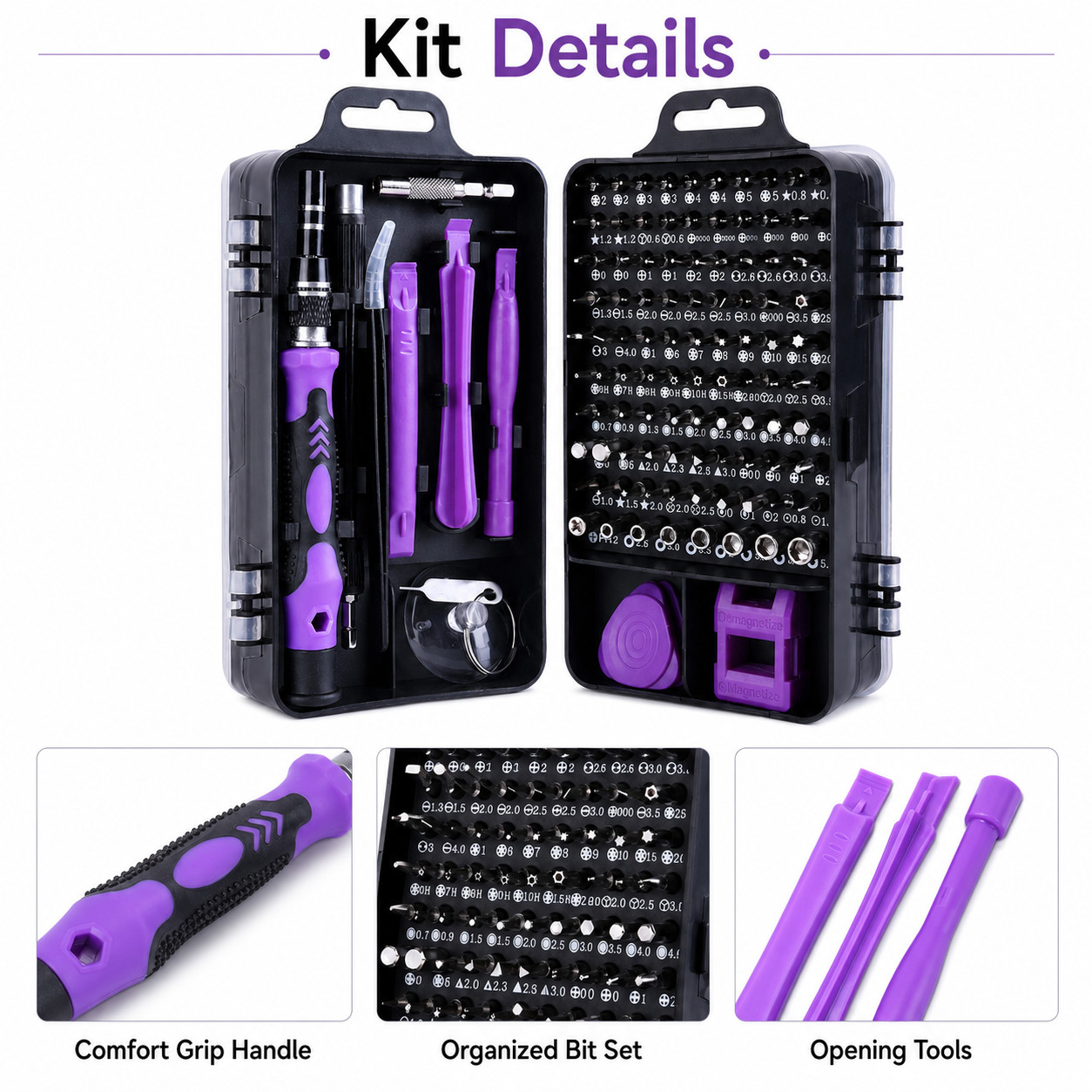 115 in 1 Precision Screwdriver DIY Tool Set (Black & Purple)
