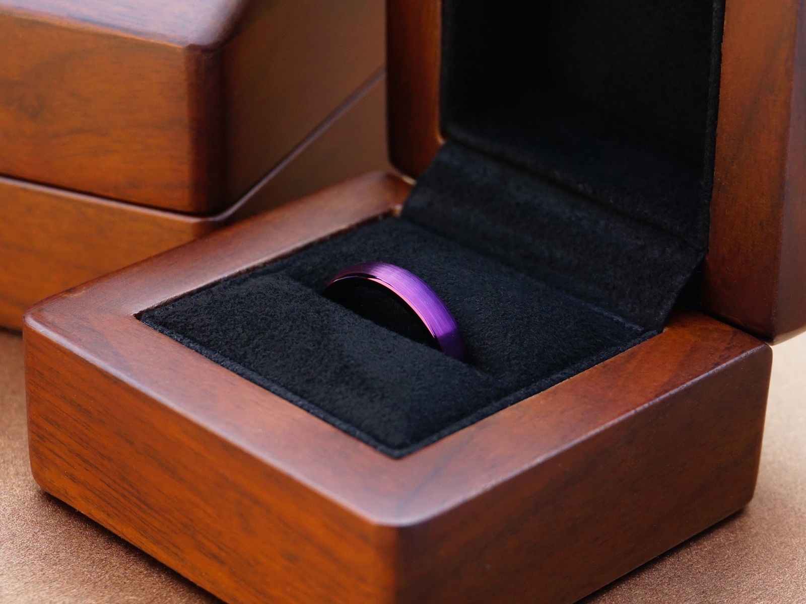 4mm Purple Tungsten Ring, fuschia matte Brushed Finish, womens wedding band