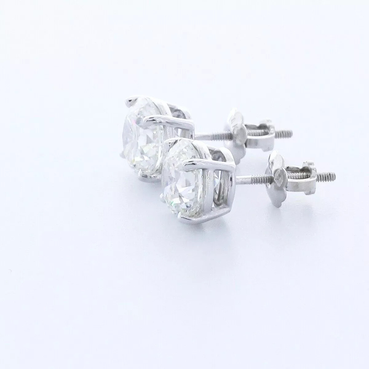 Solid 14K Yellow Gold Stud Earrings Classic 3.90 CT Round Natural Diamond F SI2