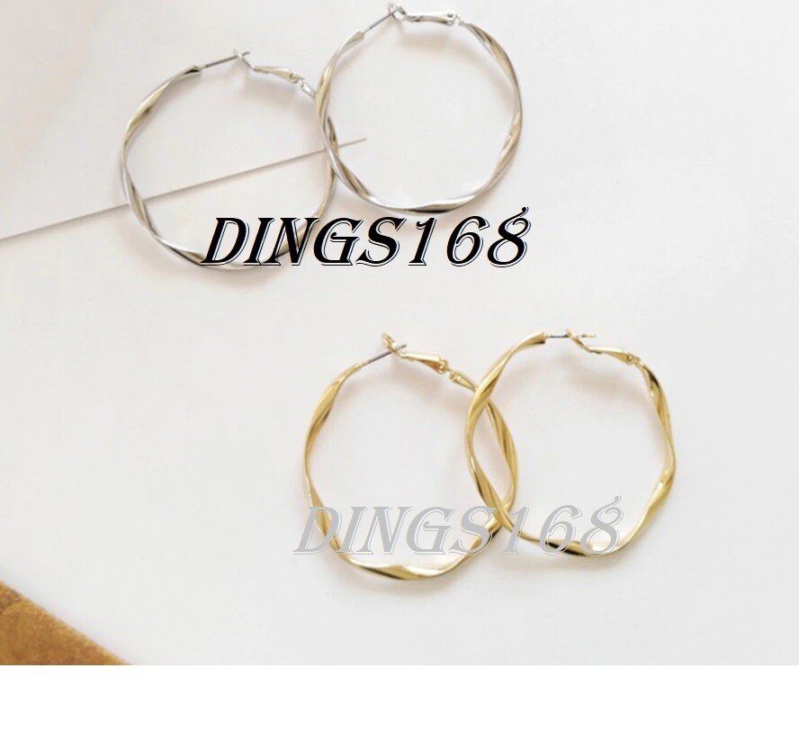 Genuine 18K White Gold Filled HypoAllergenic Twisted Round Hoop Earrings H4N_W