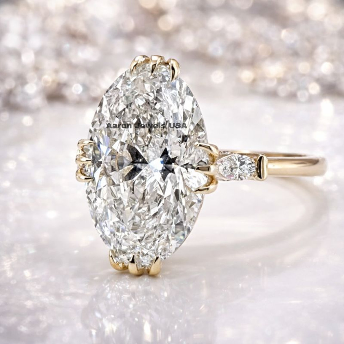 4.20 Ct Oval Cut Lab-Created Diamond Engagement Ring IGI F VS1 14K Yellow Gold