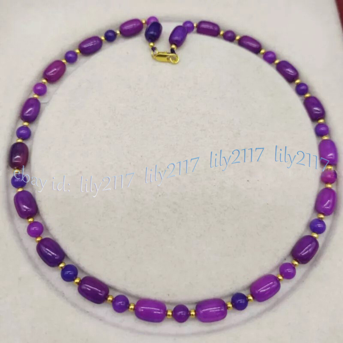 8x12mm Natural Purple Sugilite Barrel Round Gemstone Beads Necklace 14-48”