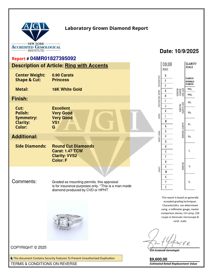 Engagement Ring 18K Gold Under Halo Princess 2.37 Carat Lab-Grown Diamond G VS1