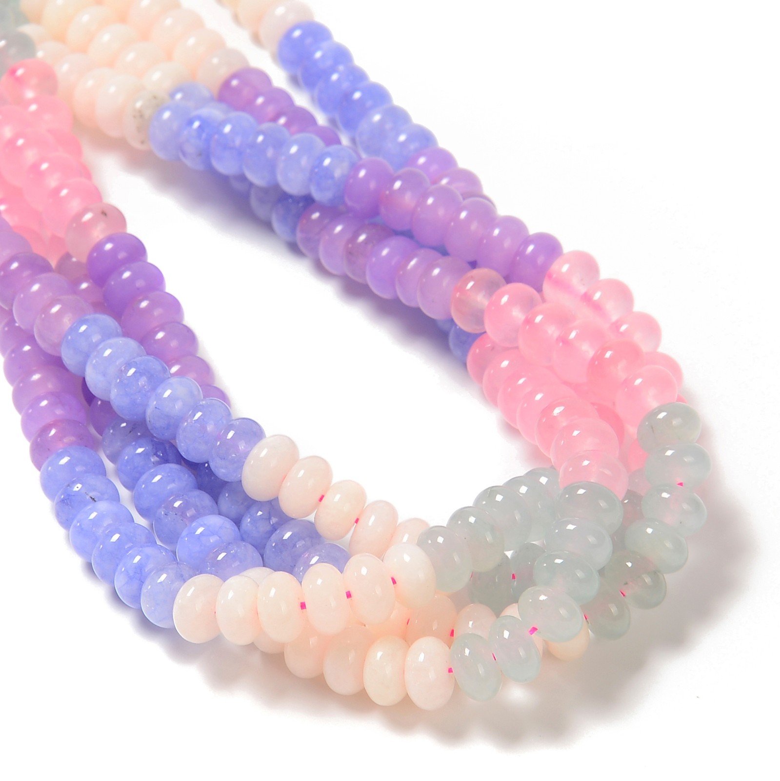 12-Multi-color Dyed Jade Smooth Rondelle Beads Size 5x8mm 15.5” Strand