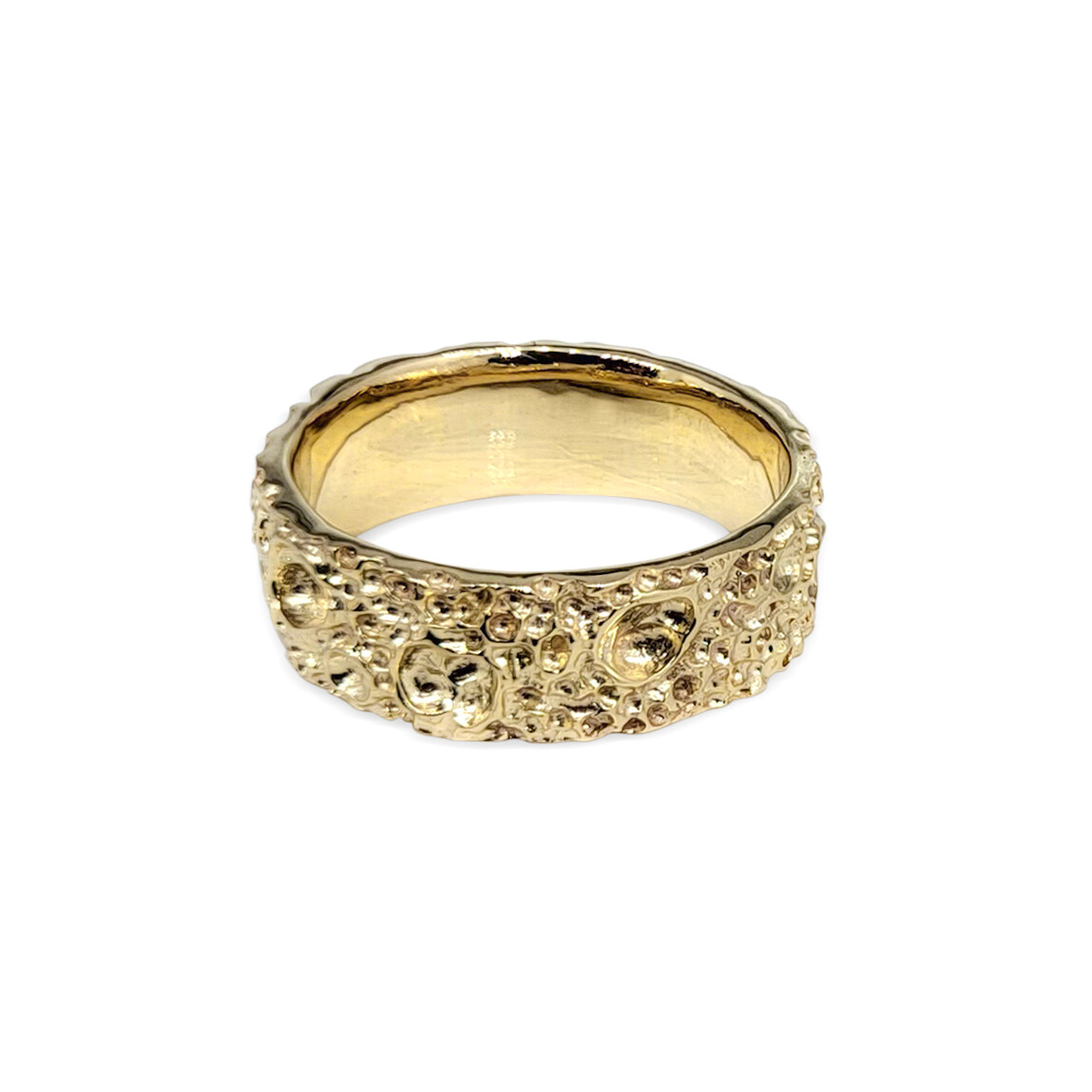 10K Yellow Gold Moon Surface Ring, Gold Moon Crater Ring, 6mm Gold Wedding Band