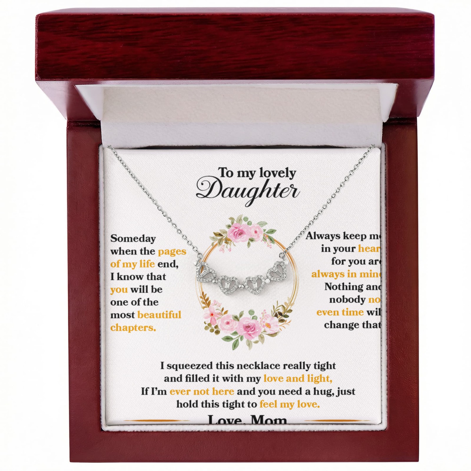 Daughter Heart Clover Convertible Necklace From Mom