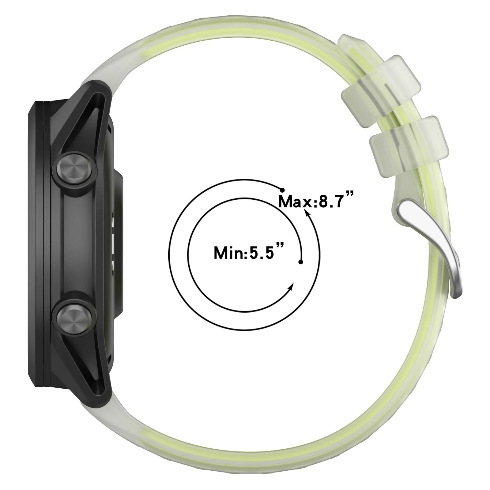 22mm 20mm Transparent Two-Tone Silicone Strap For Garmin Forerunner 570 265 255