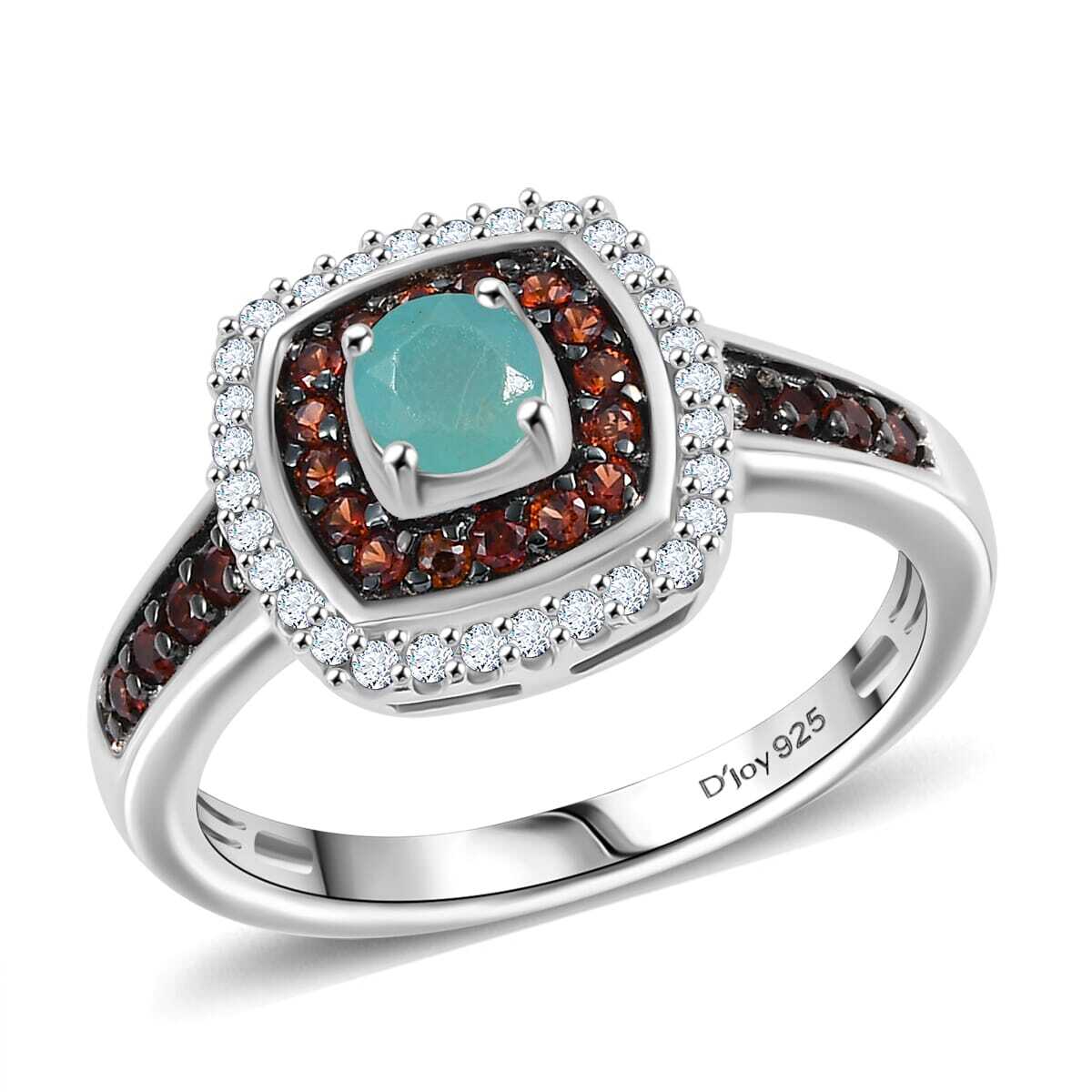 1.00ctw Grandidierite & Zircon Double Halo Ring Rhodium Plated Size 6
