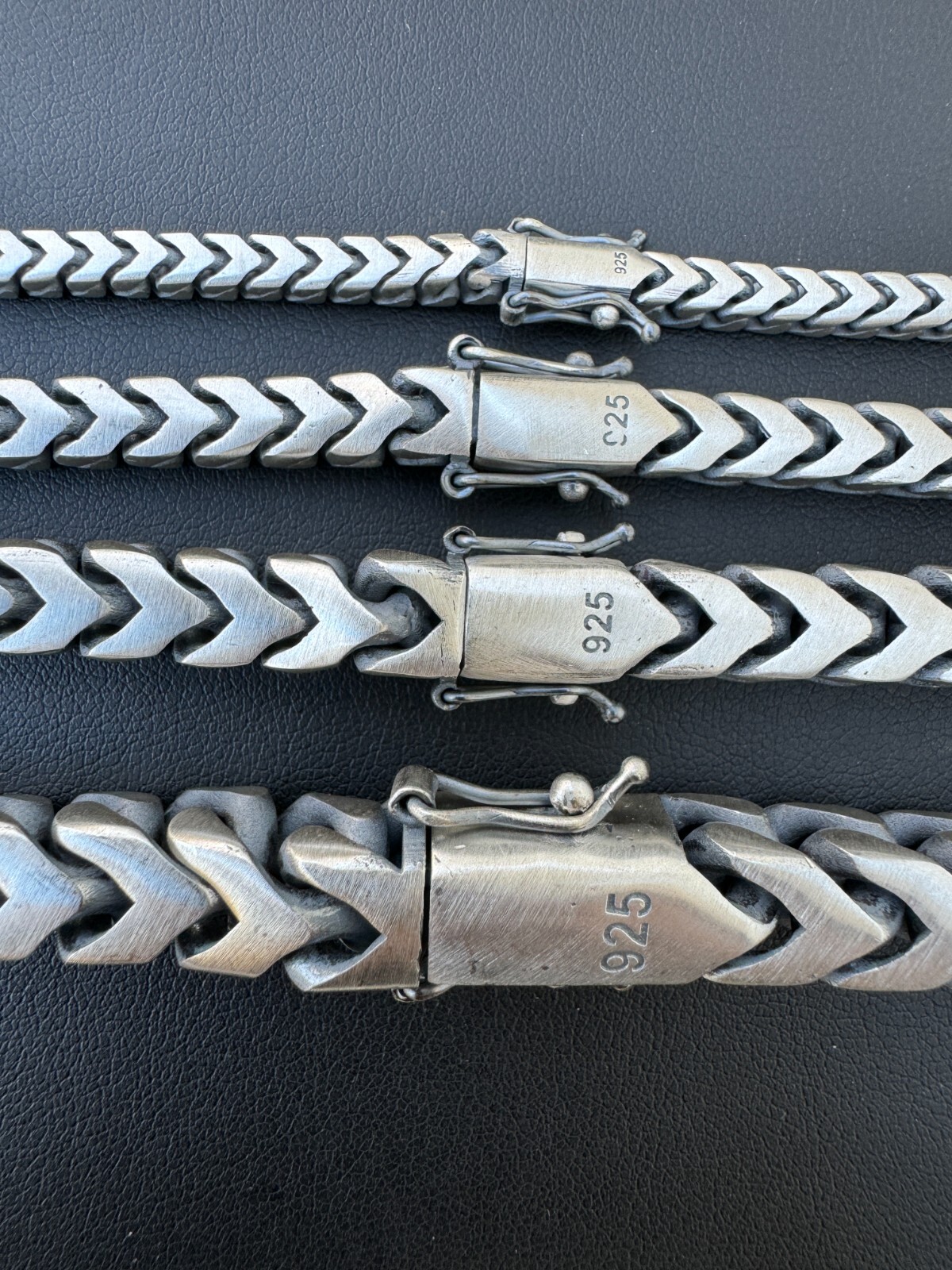 BIG 4-10mm Franco Chain Necklace Or Bracelet Oxidized Real 925 Silver Box Clasp