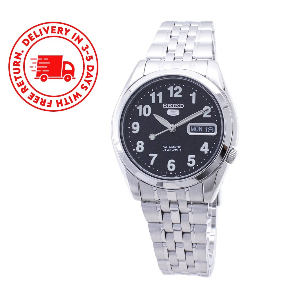 Seiko 5 Automatic 21 Jewel Black Dial Day/Date Analog SNK381K1 30M Mens Watch