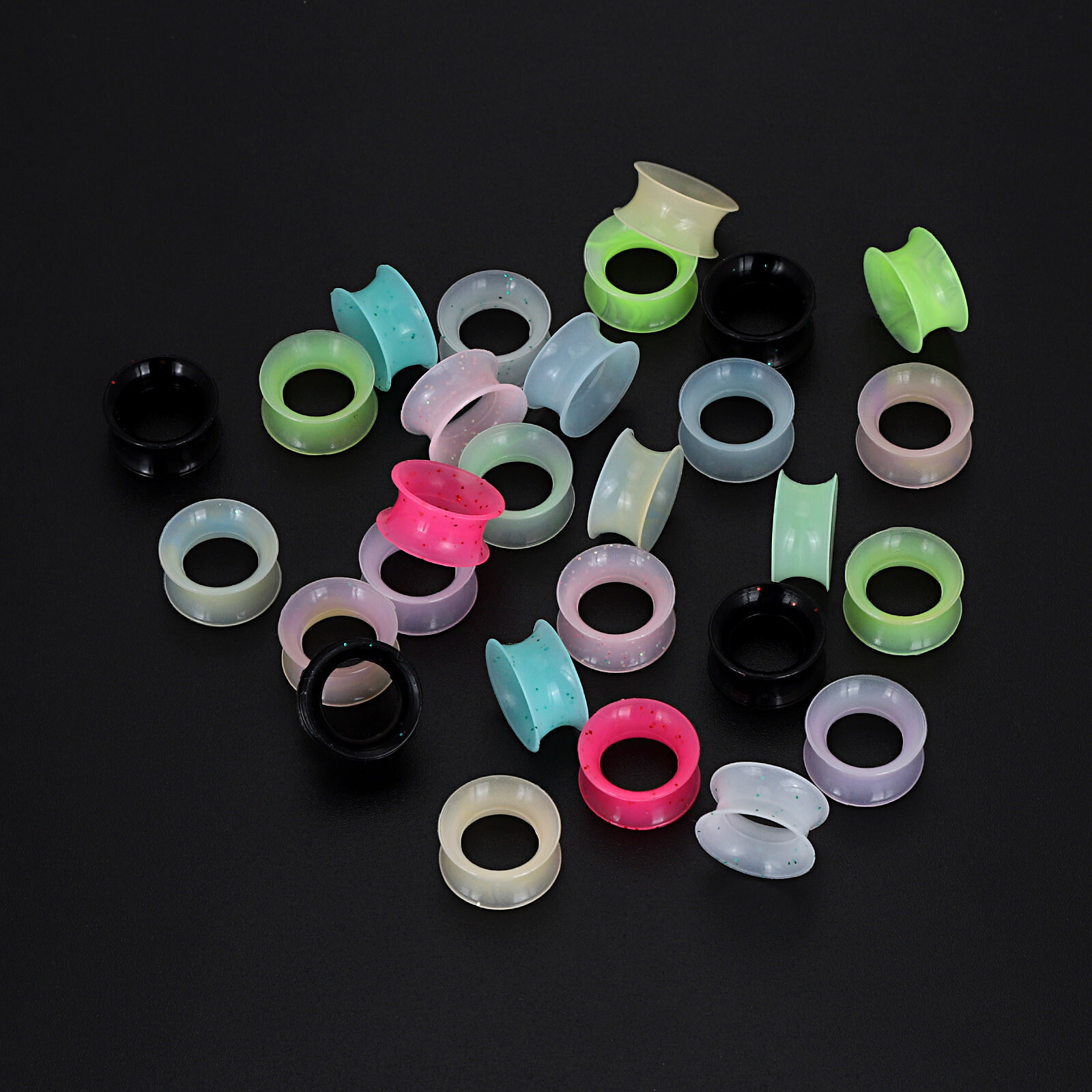28PCS Soft Silicone Flesh Tunnels Set Flexible Ear Gauge Plug Stretching 2g-3/4″