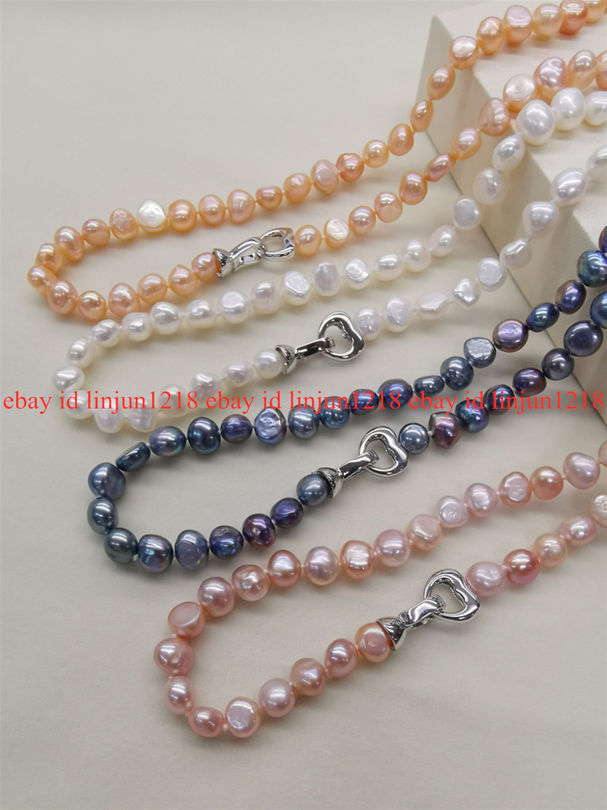 Natural 8-9mm White Pink Purple Freshwater Baroque Pearl Necklace 18″ A+