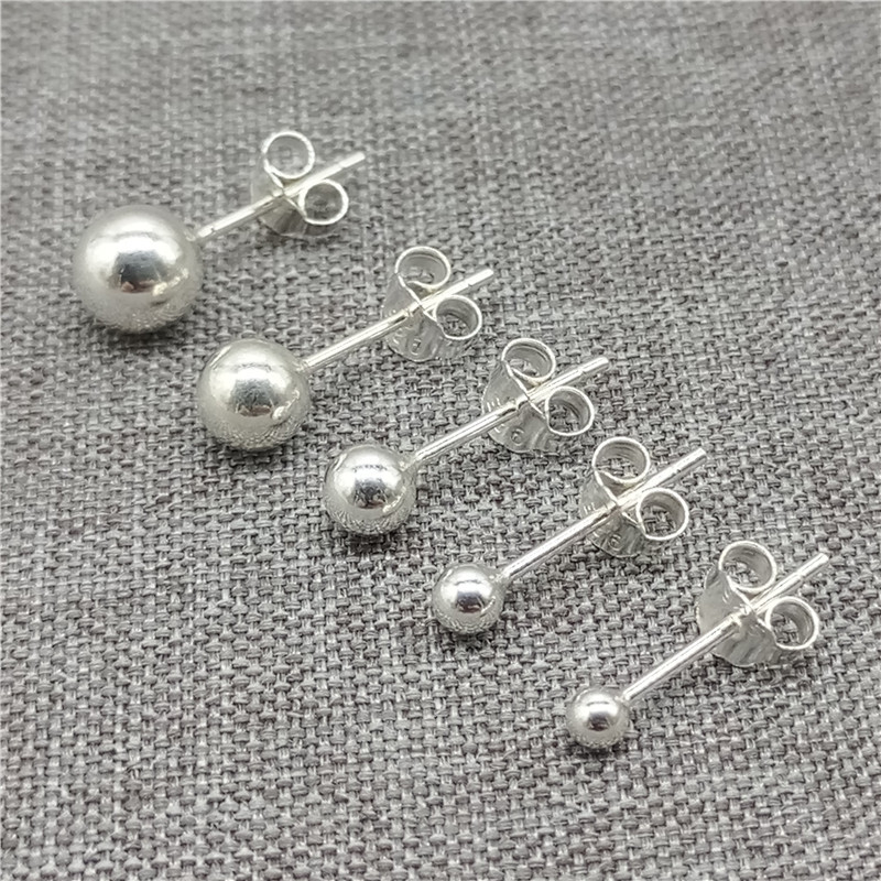 10prs of 925 Sterling Silver Ball Earring Posts 1.5mm 2mm 2.5mm 3mm 4mm 5mm 6mm