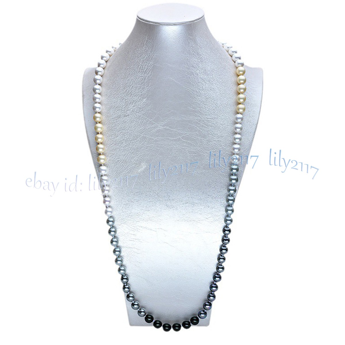 Multicolor Shell Pearl Imitation Pearl Round Beads Necklace 36-100 in No Clasp