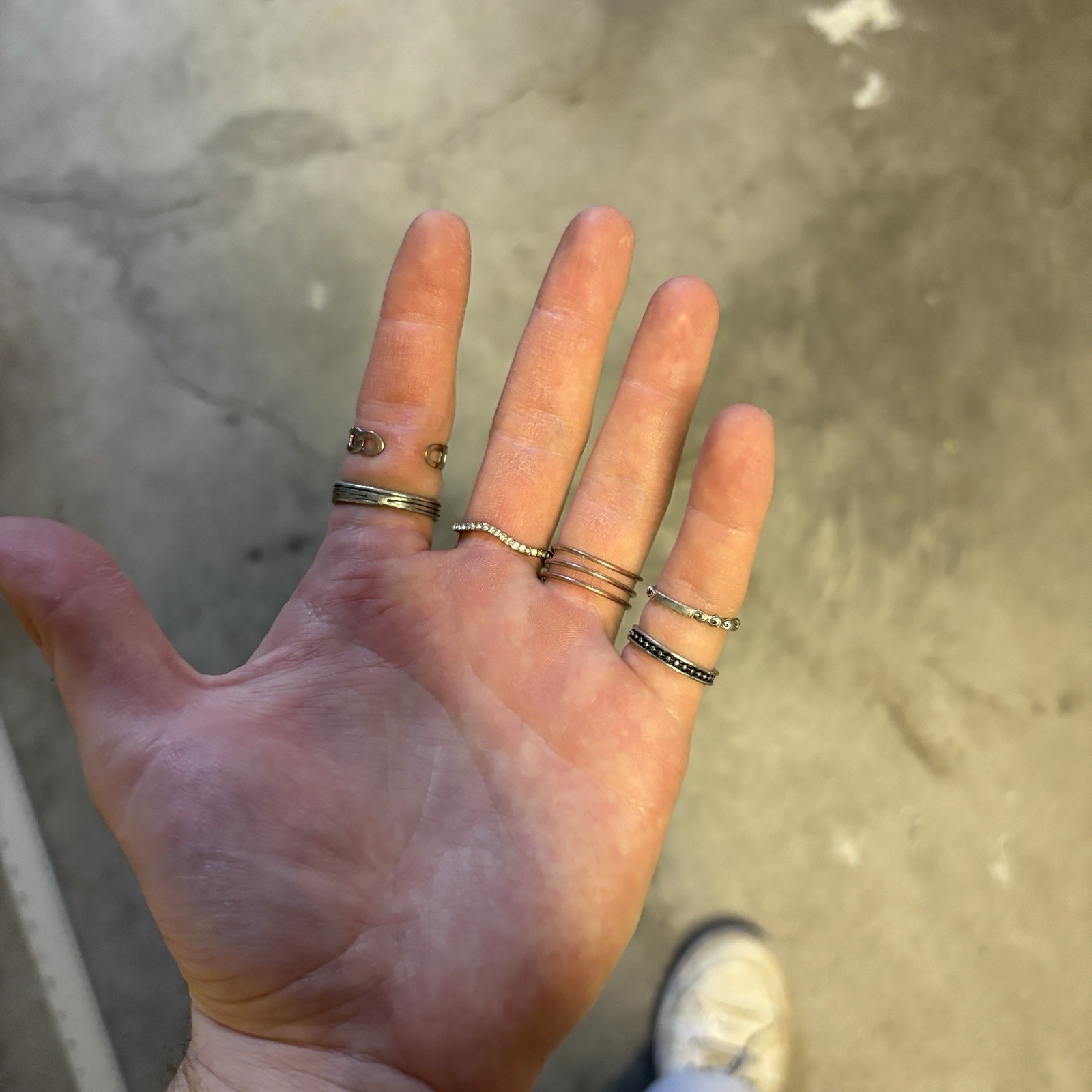 6 Different Sized Sterling Silver/Stainless Steel Rings for Unisex Adults