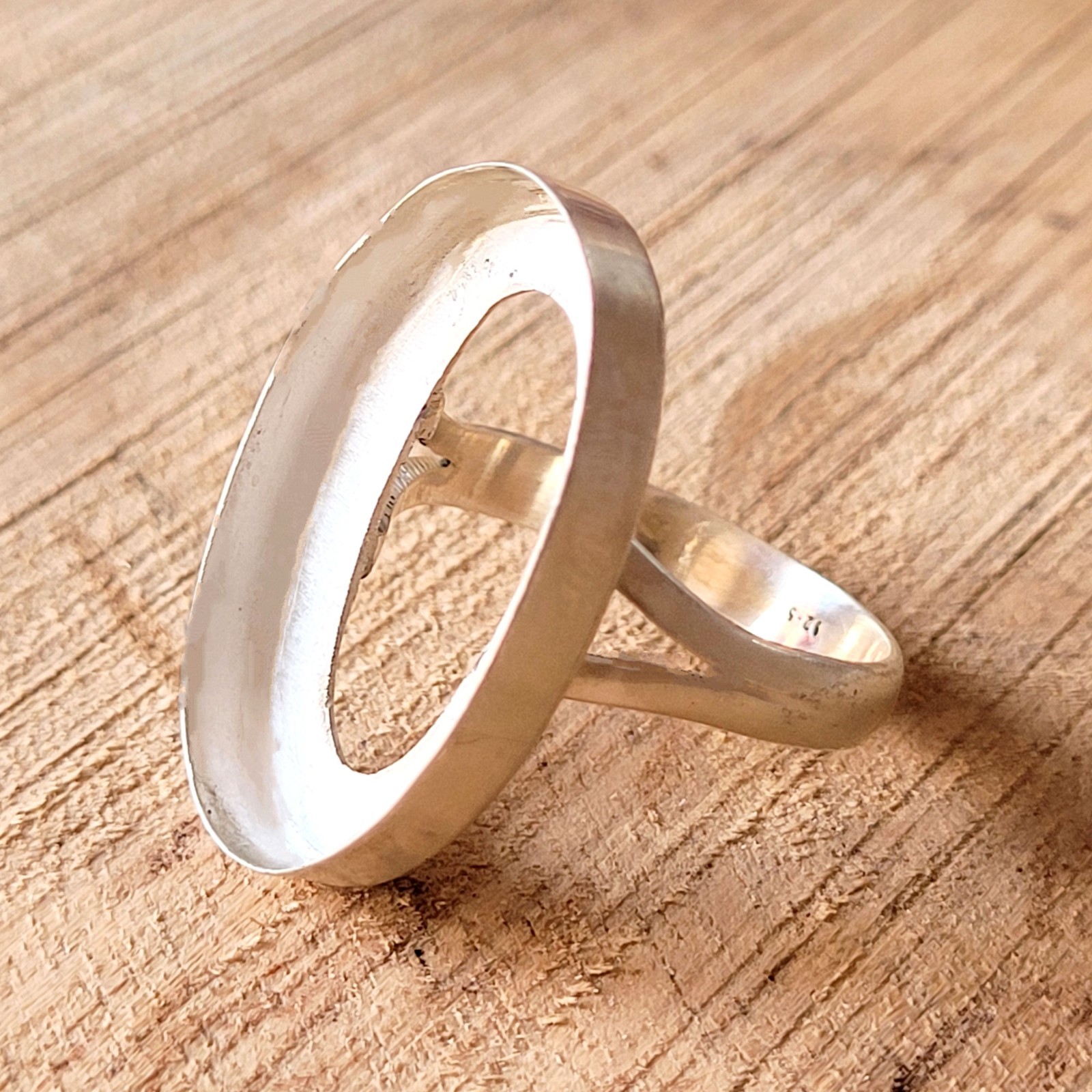 925 Sterling Big Oval Blank Bezel Cup Silver Set Stone Diy Jewelry Making Ring