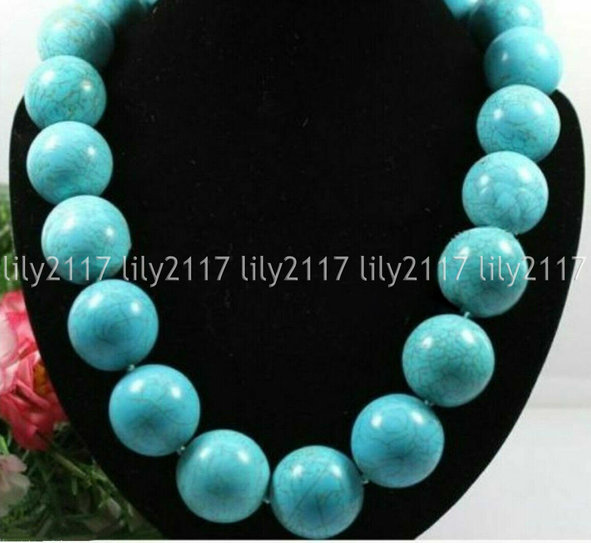 Huge 20mm Natural Blue Turquoise Gemstone Round Beads Necklace 14-36 inch