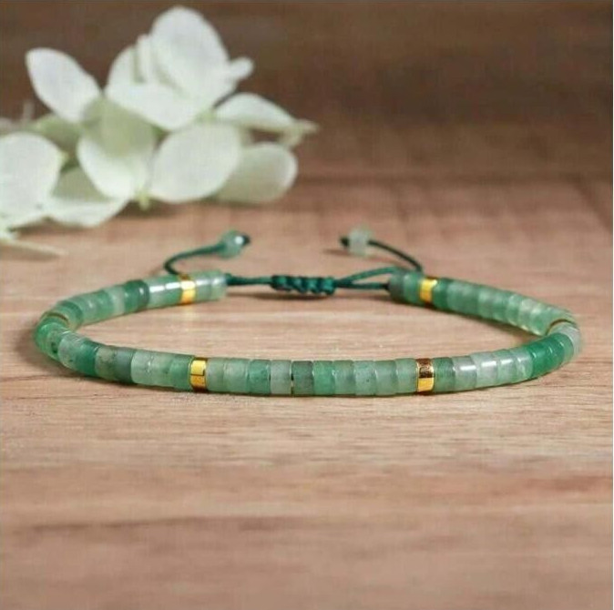 2025NEW Green Aventurine Bead Braided Bracelet Aventurine Adjustable Bracelet
