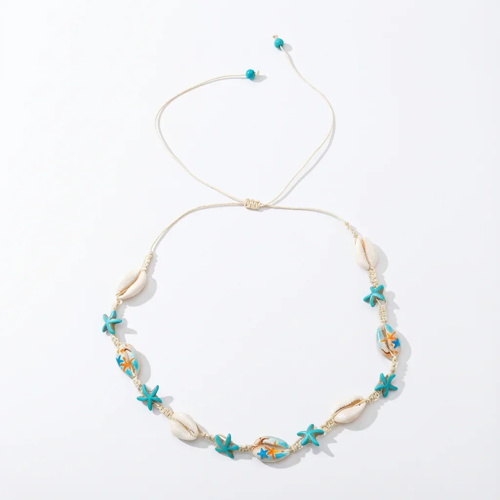 2026 Summer Boho Cowrie Shell Choker Necklace for Women Girls Y2K Cute Blue Star
