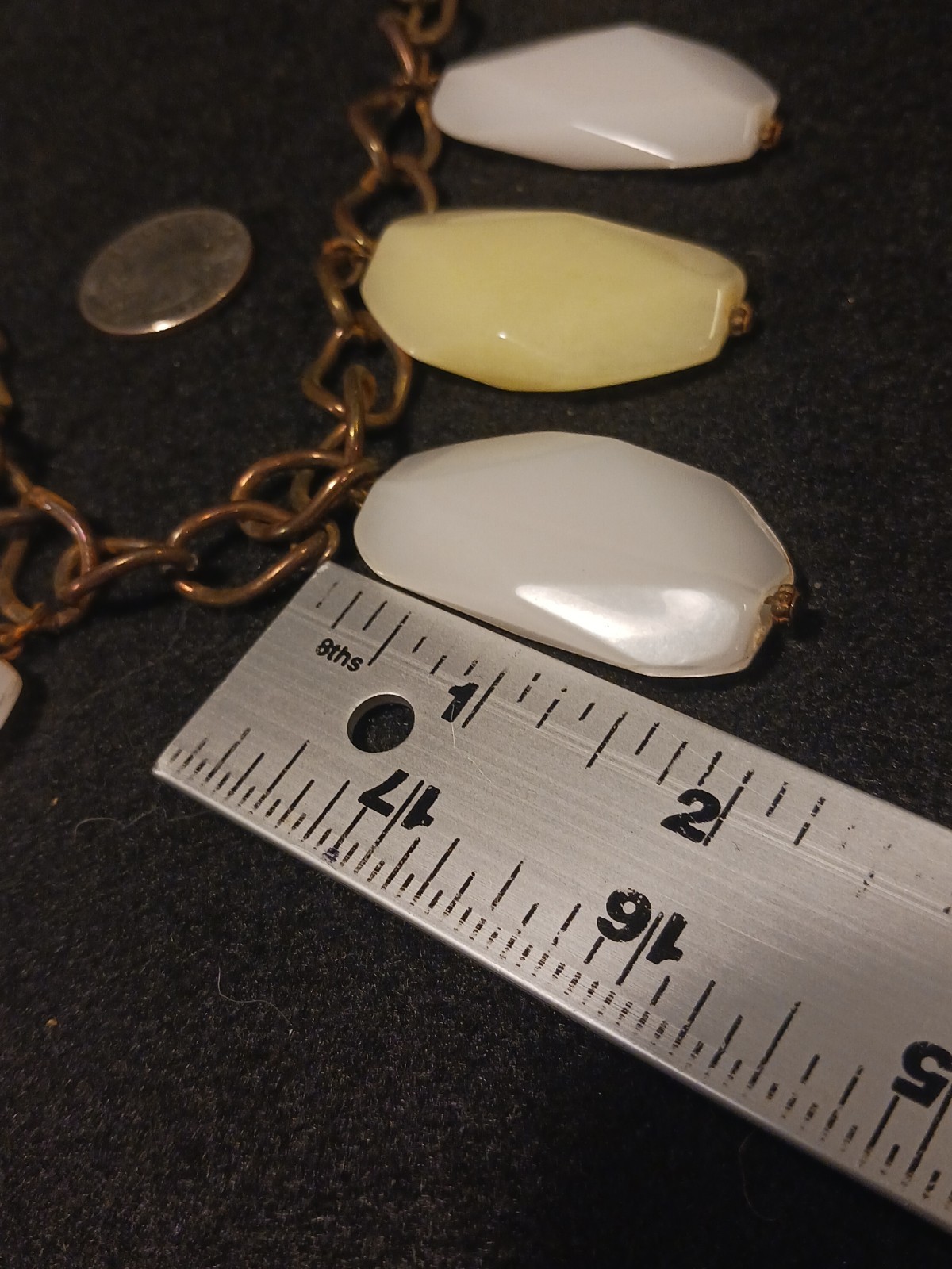 Vintage Chunky Lucite On Solid Copper Necklace Statement Piece 32″ Long 16″ Drop