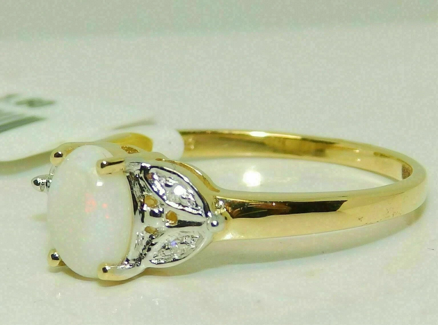2.50Ct Oval Cut Opal & Diamond Halo Engagement Ring Solid 14K White Gold Finish
