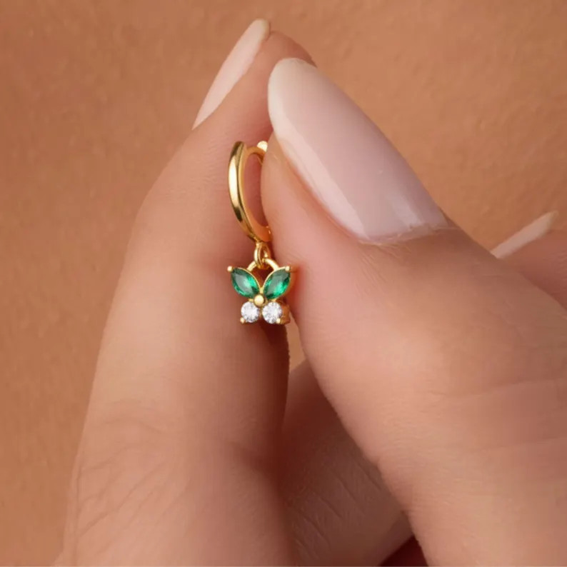 1TCW Marquise Lab Created Emerald & Diamond Hoop Clip-on Earring 14k Gold Plated