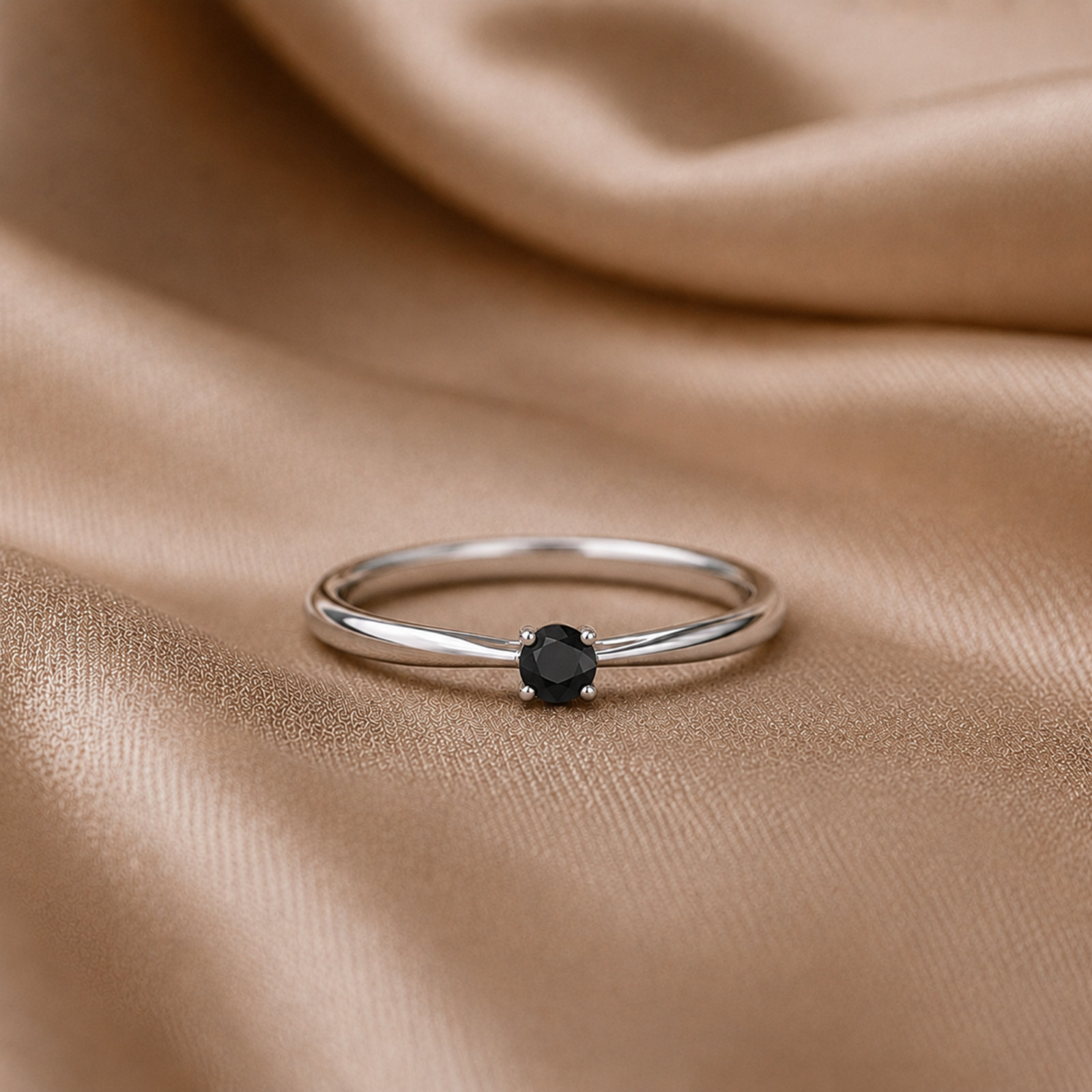 925 Sterling Silver Black Onyx Solitaire Ring Dainty Minimalist Promise Ring