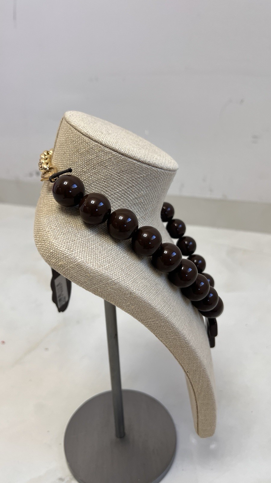 Dudu brown Cross statement necklace glossy resin beads adjustable
