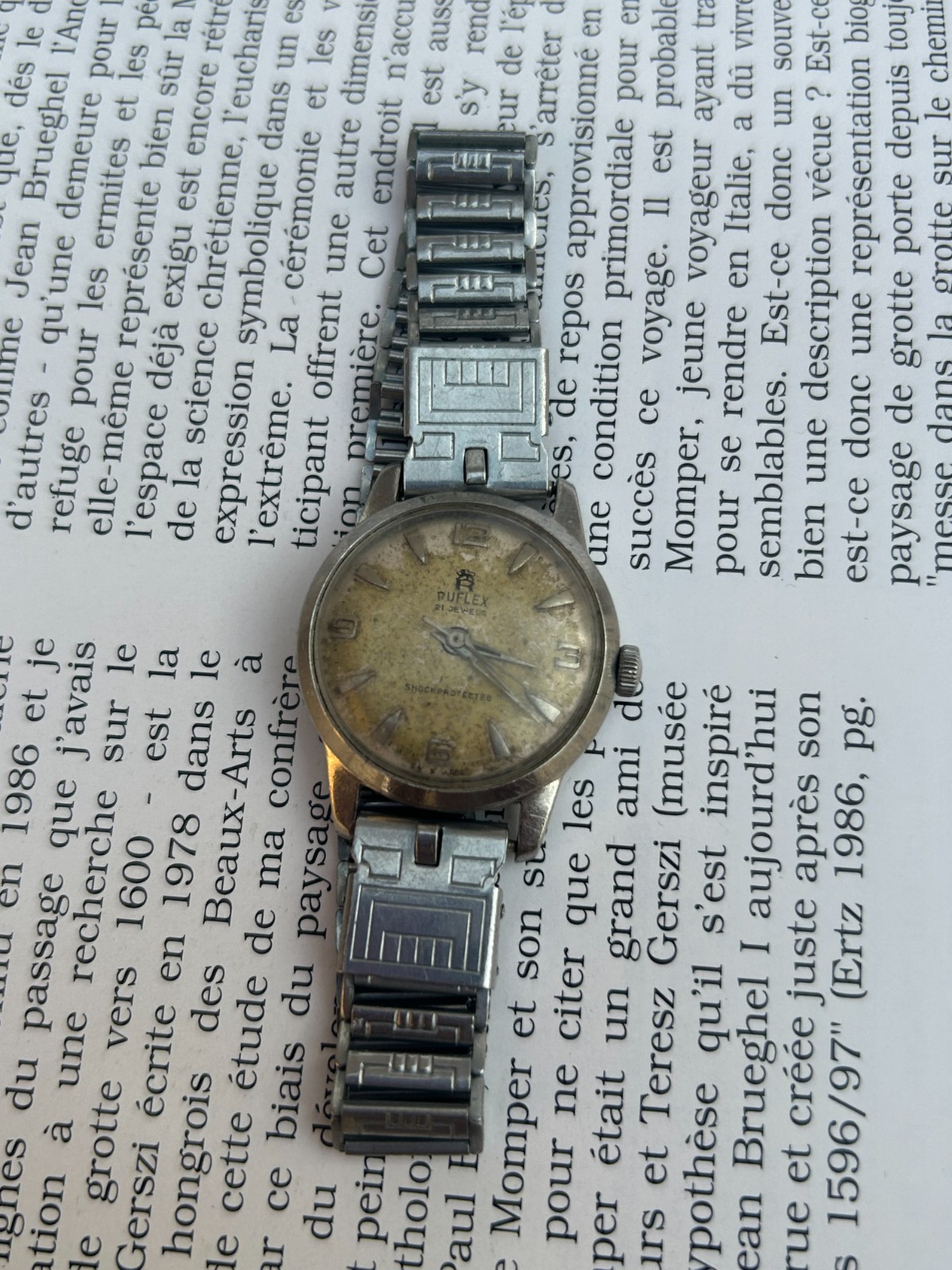 Ruflex Vintage Watche Mechanic Handwind 21 Jewles 50’s Rare Wristwatch