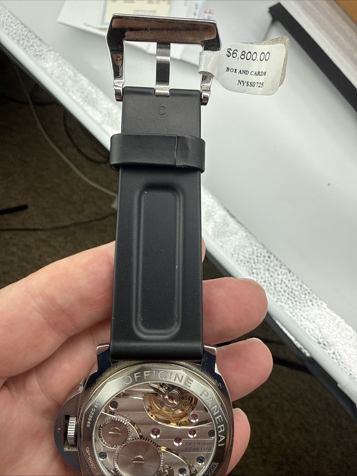 PANERAI 44MM Luminor MARINA PAM00113 OP6567 Box Papers WHITE DIAL Blk Rubber Bnd