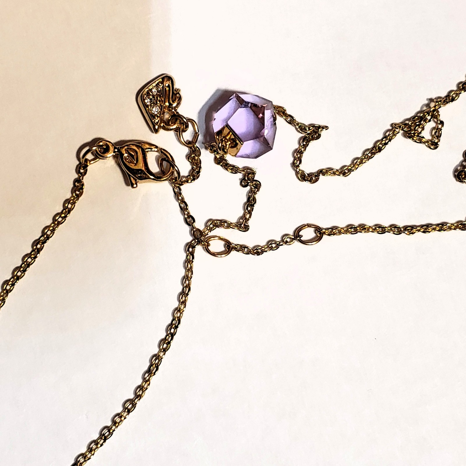 Swarovski “Nutshell Design Collection” Violet Hue Geometric Crystal Necklace