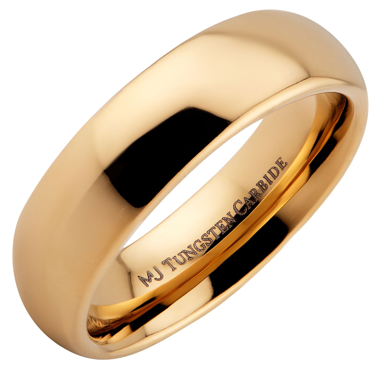 Custom Engraved Gold Plated Tungsten Carbide Classic Half Dome Wedding Band