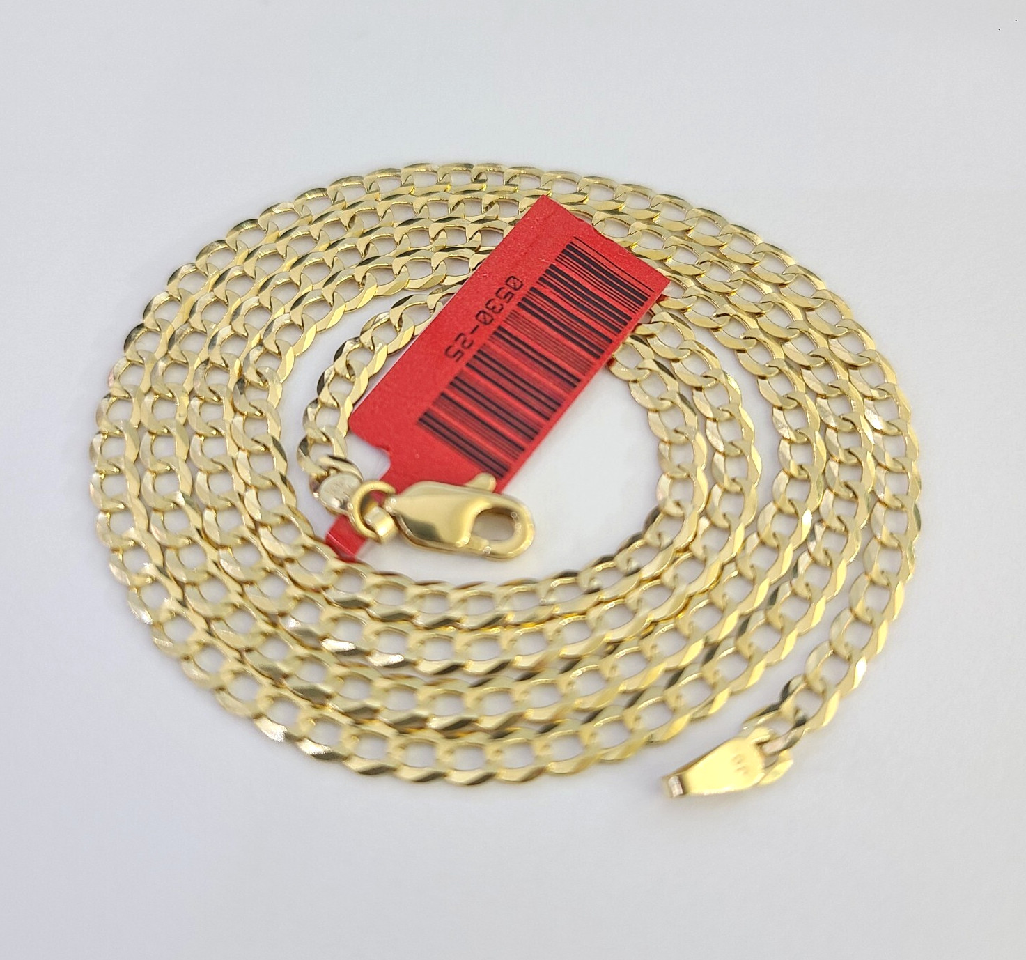 Real 18kt Cuban Curb Chain Necklace 3mm 22 Inch Yellow Gold Men Women SOLID