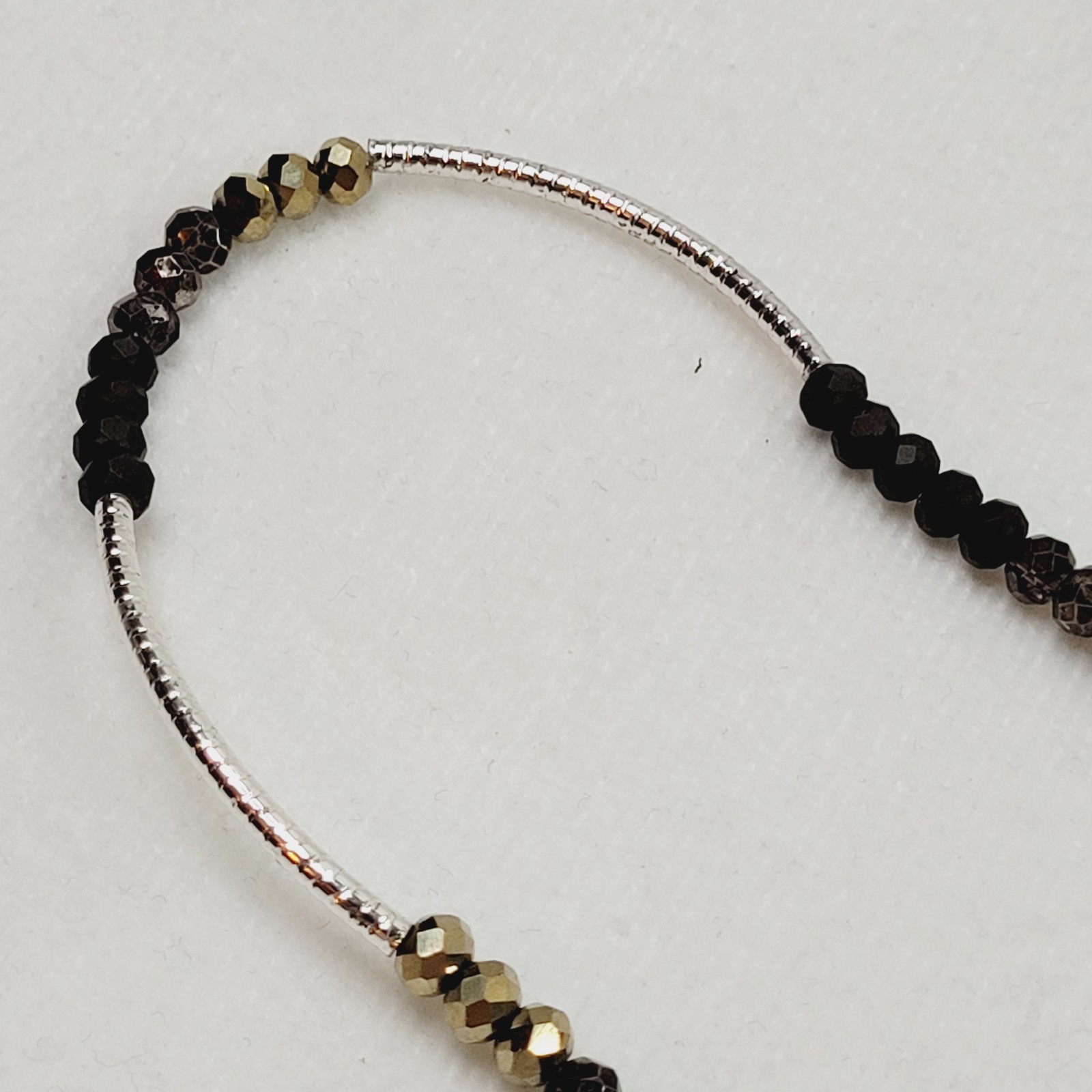 Brown AB Rhinestone and Bar Beaded Necklace Station About 46″ Long Stackable