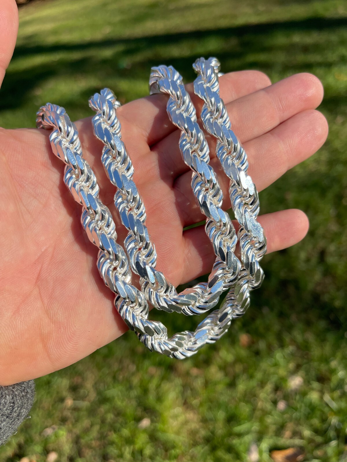 Real Solid 925 Sterling Silver 11mm Thick Men’s Rope Chain Necklace Heavy Kilo