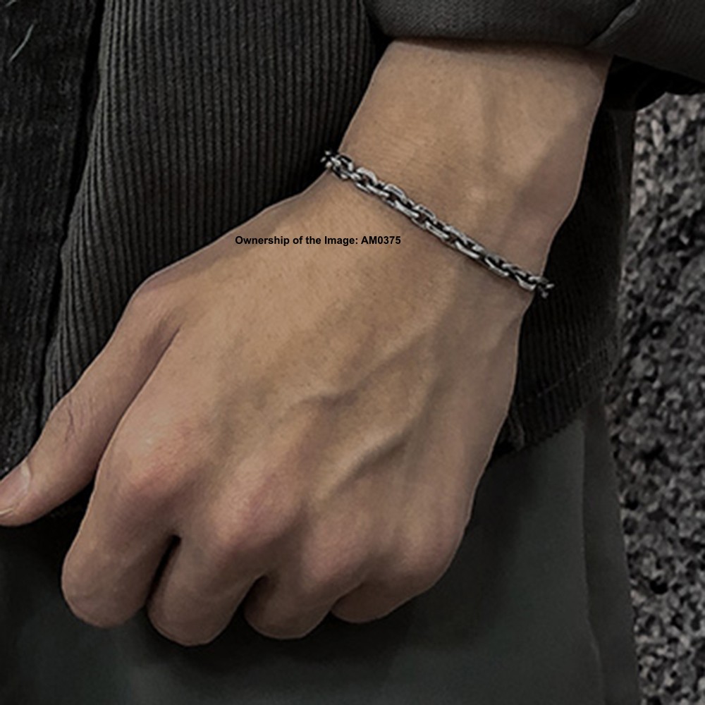 Pure 925 Silver 4mm Cable Link Chain Bracelet for Men/Women Vintage Look
