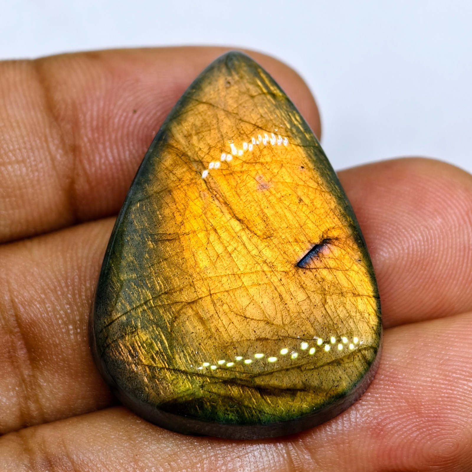 57 Cts Natural Labradorite Cabochon Gemstone For Jewelry 35.6×24.8×8.4 MM