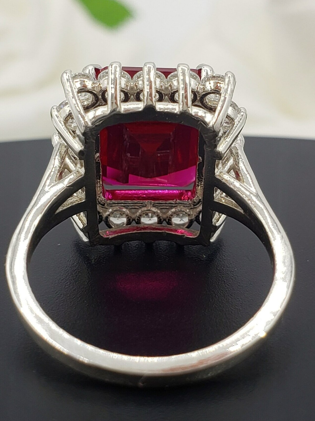 6.8 Ct Emerald Cut Natural Ruby Diamond Wedding Bridal Ring Women 14K White Gold