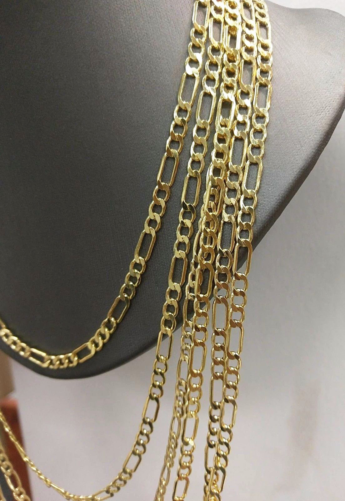 Real 10k Yellow Gold Figaro Chain Necklace 4mm 16″ 18″ 20″ 22″ 24″ 26″ 28″ Link