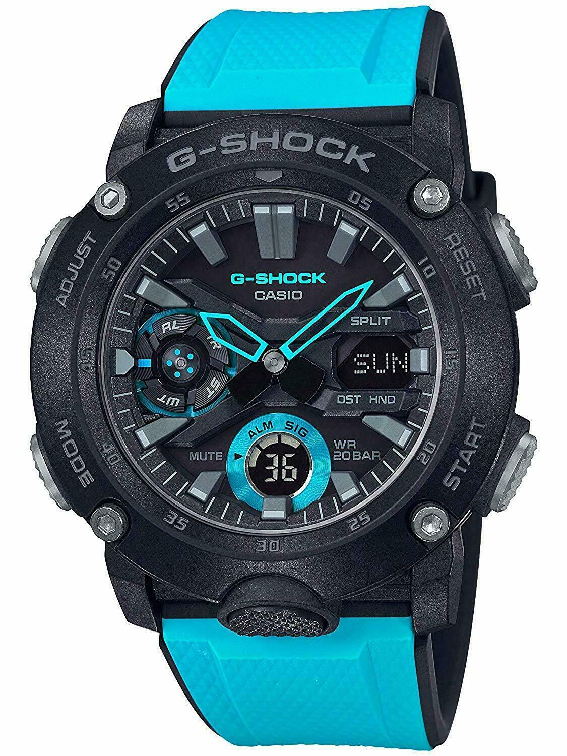 New Casio G-Shock GA2000-1A2 Carbon Core Guard Structure Blue Watch